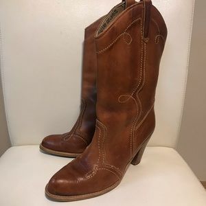Vintage Brown Heeled Boots for Women
